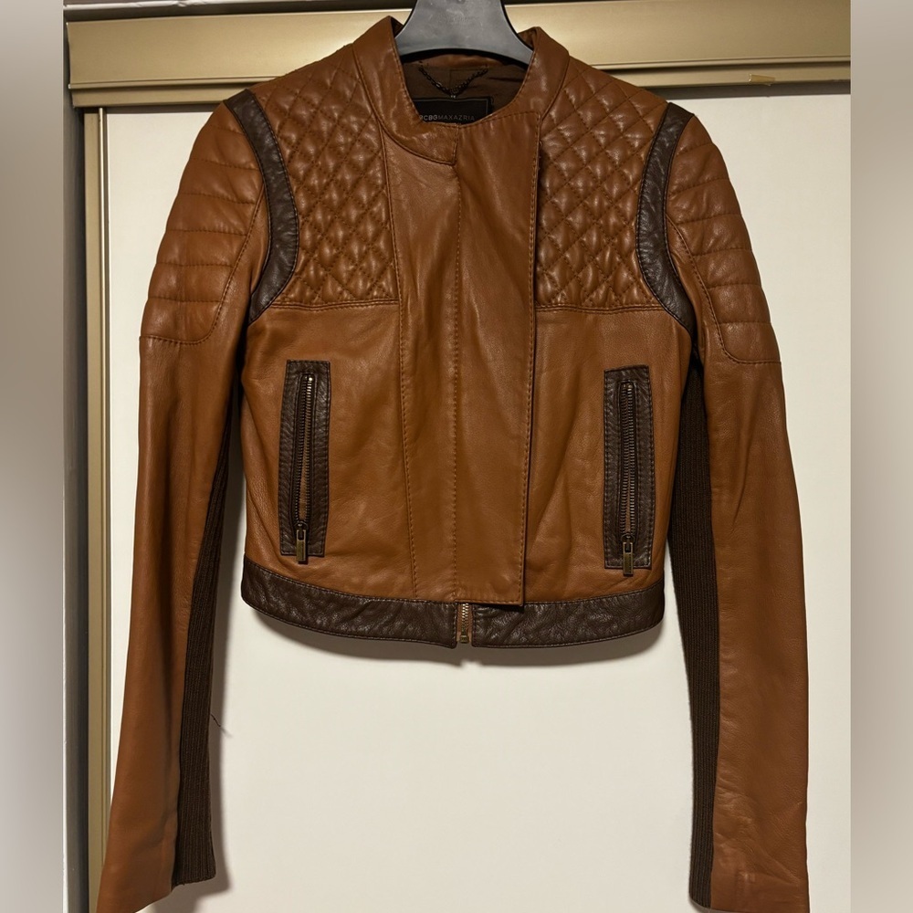 Bebe Brown Leather Jacket XS